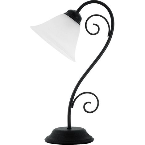Lampe de table en verre métallique Athens noir mat / verre riz en pierre Ø15,5cm B: 10cm H: 41cm (1/4)