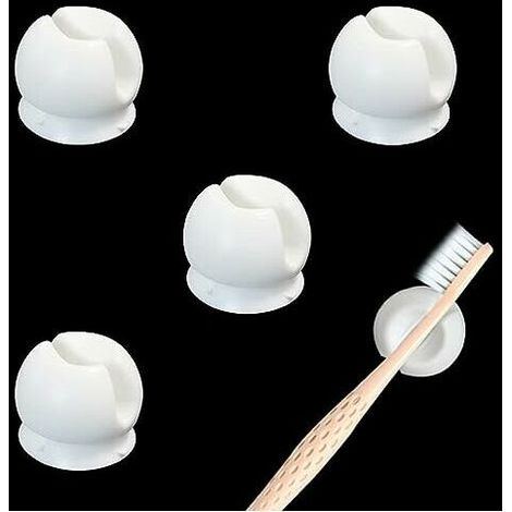 Un ensemble de 5 porte-brosses à dents à ventouse, des porte-brosses à dents muraux et des crochets de rangement muraux multifonctionnels. (1/5)