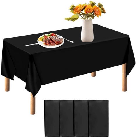 Einweg-Tischdecken Schwarz 4 Stück 137x274 cm für Bierzeltgarnitur & Partys