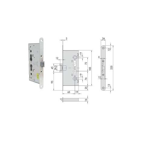 Serrure à mortaise pour portes coupe-feu 43020 - mm.65 (43020650)