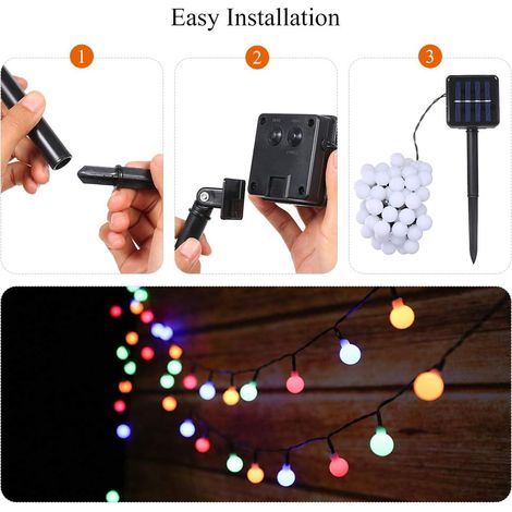 Guirlande Solaire 7 m, 50 LED Étanche IP44, 8 Modes, Recharge Solaire, Décoration Extérieure de Jardin (1/5)