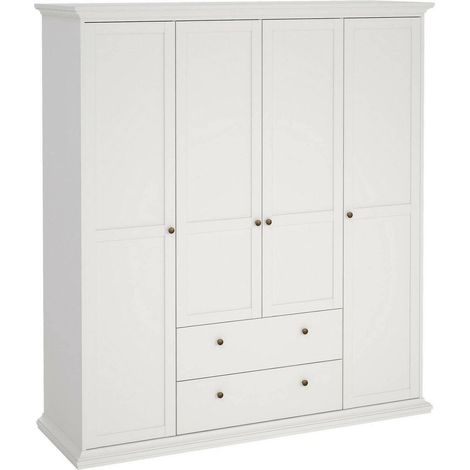 Guardarropa Grande Amarena, Armario Dormitorio Perchero, 60.5x200.6h cm Blanco