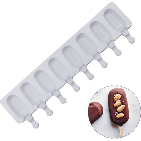 Moule à crème glacée 8 cellules Jus congelé en Silicone Popsicle Maker Moule à Sucette glacée avec Mini Moule à Glace 50 bâtonnets en Bois (1/5)