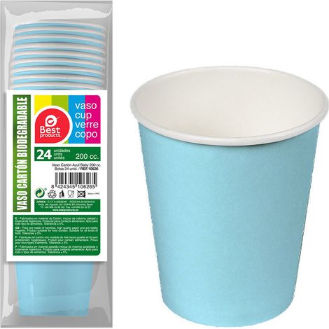 Pack De 24 Verres En Carton Bleu Baby 200cc Best Products Green (1/3)