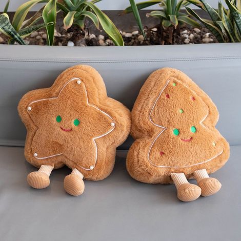 simpatici cuscini a forma di stella color caramello - Peluche a forma di albero di Natale - Simpatici peluche a forma di biscotto - Natale - 35 cm (1/4)