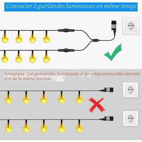 Répartiteur de guirlande lumineuse, étanche IP65, 2 broches, rallonge pour éclairage de Noël, stalactites, lumières de Noël, lumières de rideau, lumières réseau, lumières globes G40 (1/4)