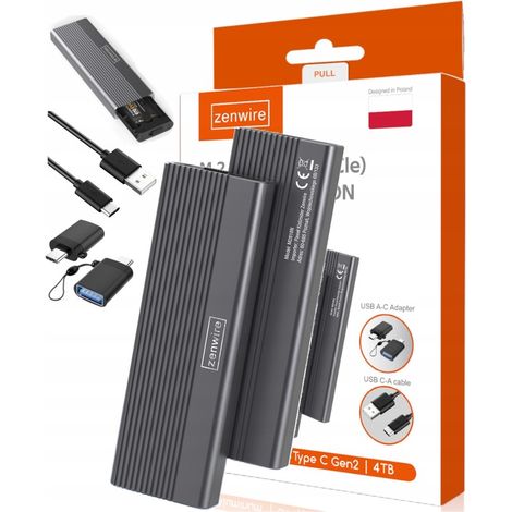 Adaptador de carcasa SSD M2 NVMe PCIe 2 en 1 USB 3.2 Gen 2 USB-C Bahía M.2 (1/5)