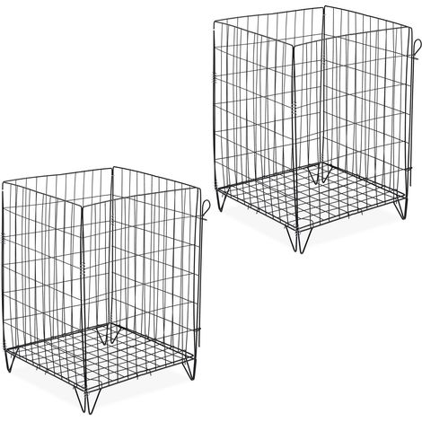 Relaxdays Metal Compost Bin, Set of 2, Grid and Legs, HxWxD: 68x46x46 cm, Wire Composter, Garden Waste, Steel, Black (1/5)