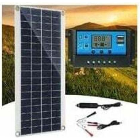 Kit Solaire 300W 12V avec Contrôleur de Charge 60A pour Camping-Car, Bateau, Randonnée et Éclairage Extérieur (1/4)