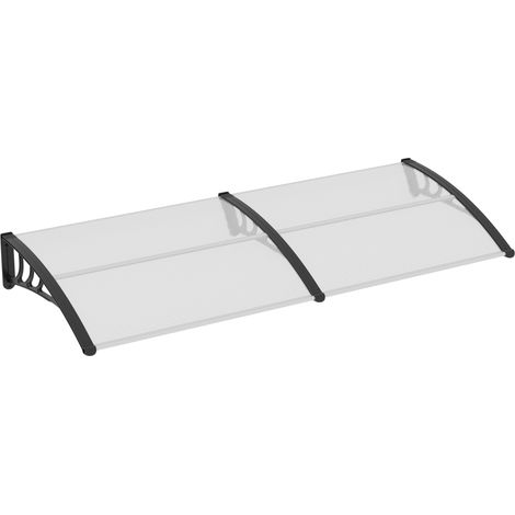 Marquesina para puerta de entrada 75 x 195 x 23 cm de policarbonato de 5 mm y aluminio transparente (1/5)