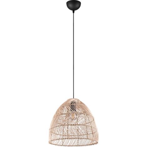 Suspension RIKE rotin métal noir réglable Ø35 E27 150cm (1/3)