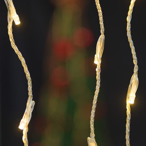 Cascata di luce led - 2 x 13 m - 150 lampade bianco caldo - filo trasparente - 24 v (1/3)