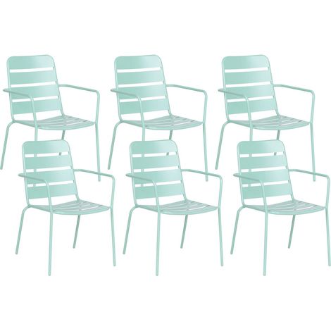 Set of 6 Garden Chairs Iron Mint Green Galvanised Powder Coated Outdoor Patio Modern TERENZO (1/5)