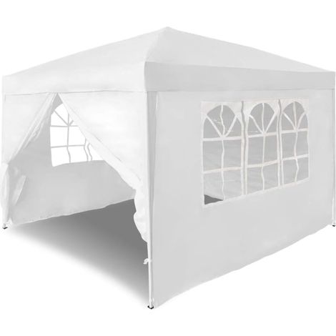 Pavillon de jardin 3x3m étanche avec 4 parois – Structure en acier – Protection solaire pour événements – Tente de réception et de fête – Froadp
