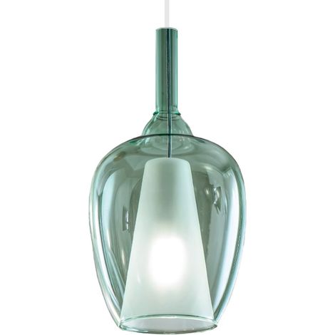 Sospensione vetro verde trasparente gea luce ofelia s10 e27 led lampada soffitto