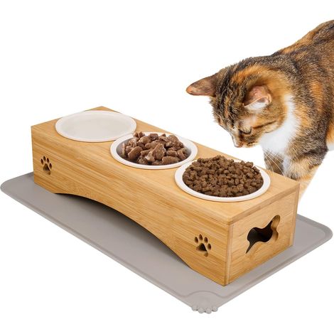 3 Pack Raised Cat Bowls with Silicone Bowl Holder, Ceramic Bowl for Dogs and Cats and Small Dogs (1/5)