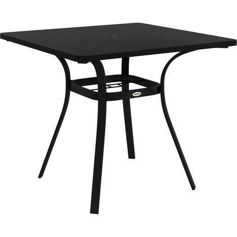 Gartentisch für 4 Personen, Stahlgestell, 80 x 80 x 72 cm, Schwarz