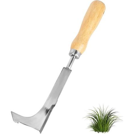 Désherbeur manuel, désherbeur en acier inoxydable, désherbant ergonomique, désherbeur de jardin, désherbeur avec manche en bois naturel, outils de jardin pour creuser, désherber, creuser (1/4)