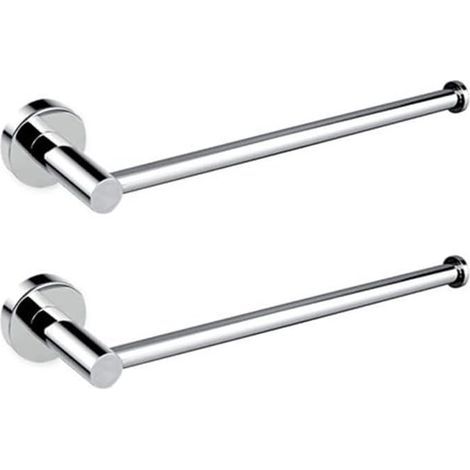 Portasciugamano da parete in acciaio inox cromato, portasapone, gancio per accappatoio, supporto per rotolo di carta igienica, set da 2. (1/5)