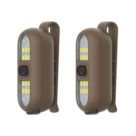 Lampe torche à clip, marron, 5,82,22,3 cm, lot de 2, lampe pour coureur/cycliste, lampe de sécurité rechargeable pour la marche nocturne, portable. (1/5)