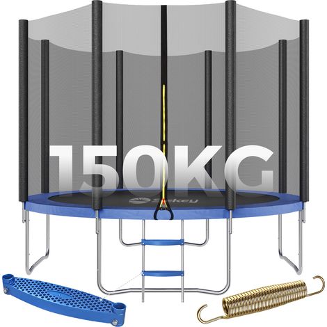 Sekey Trampolin Ø 305 cm Komplettset inkl. Sicherheitsnetz Leiter Randabdeckung Kindertrampolin Gartentrampolin, Blau (1/5)