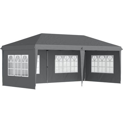 3 x 6m Pop-Up Gazebo, with Removable Walls - Grey