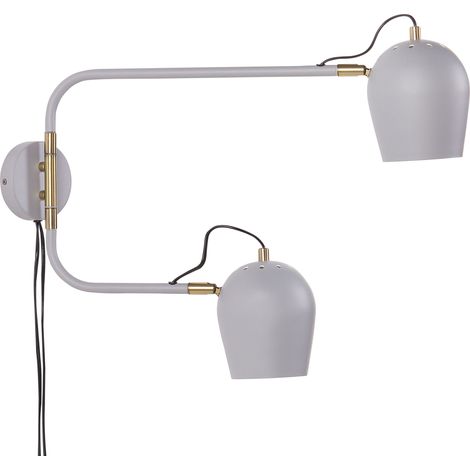Lámpara de pared con 2 luces de estilo moderno y brazos ajustables gris claro Estrella