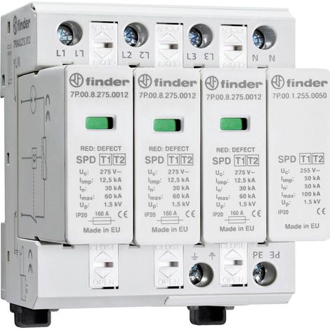 Finder 7P.04.8.275.1012 7P.04.8.275.1012 Limiteur de surtension 60 kA 1 pc(s)