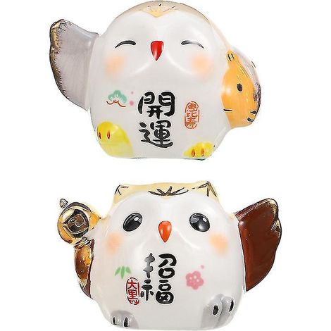 Lot de 2 statues de hibou en céramique (ornement) (1/3)