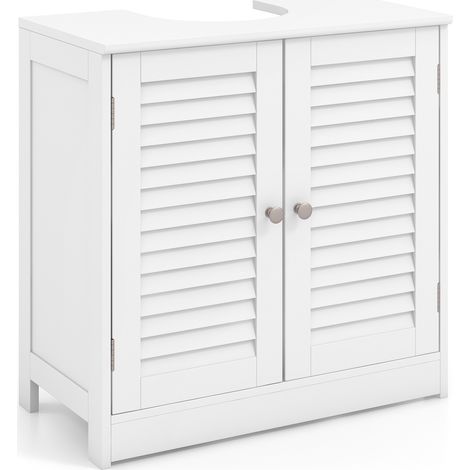 COSTWAY Under Sink Cabinet Freestanding Bathroom Vanity Cabinet Shutter Doors (1/5)