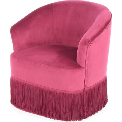 Poltroncina per bambini Alfred in velluto bordeaux con frange (1/3)