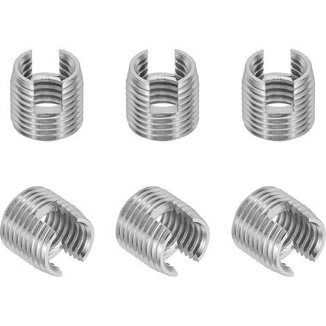 Insert Fileté Auto-Taraudeurs, 6 Pcs M12 x M16 x 15mm Acier Inoxydable 303 Filetage Adaptateur Réducteur Vis à Fente Inserts de Réparation Écrous Manchon (1/5)