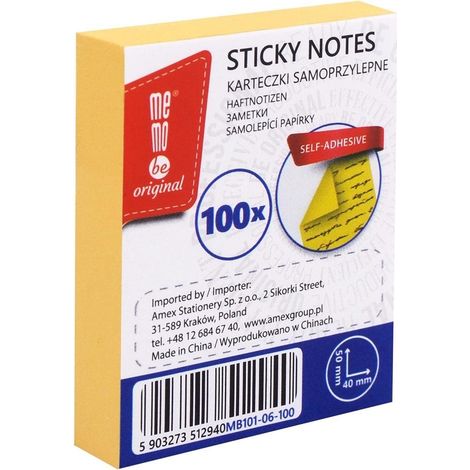 Selbstklebender Block 40x50mm 100K gelb MemoBe