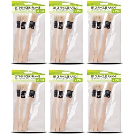 Lot de 6 paquet de 3 pinceaux plats, brosses mixtes professionnelles, pinceau à pointe fine multifonction (1/2)