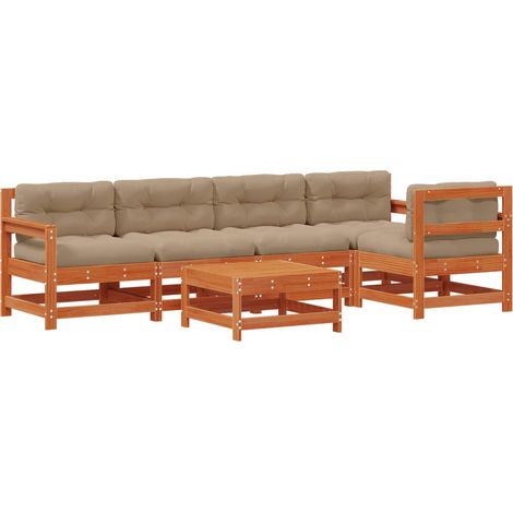 Garden Lounge Set 6 pcs Wax Brown Solid Pine Wood vidaXL (1/5)