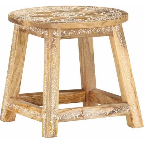vidaXL Tabouret peint à la main 38x38x35 cm Bois de manguier solide (1/5)