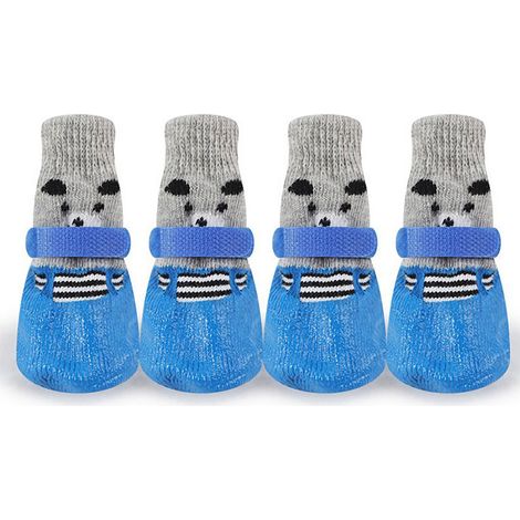 Chaussettes Pour Chien - En Caoutchouc Naturel Antidérapantes Et Imperméables - Protection Pattes Extérieur Neige Pluie - Lot De 4 (1/5)