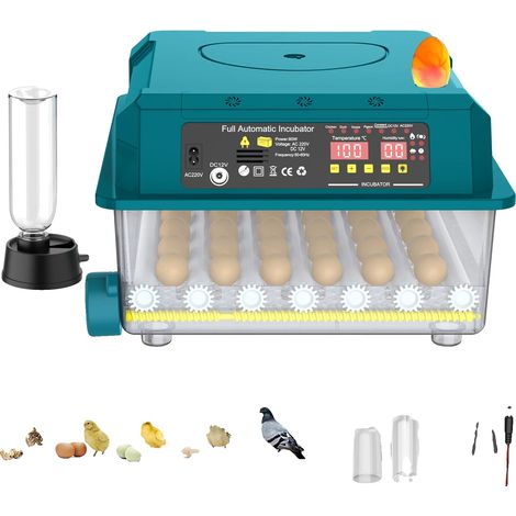 Incubadora de huevos, control automático de temperatura, capacidad versátil para 36 huevos. (1/2)