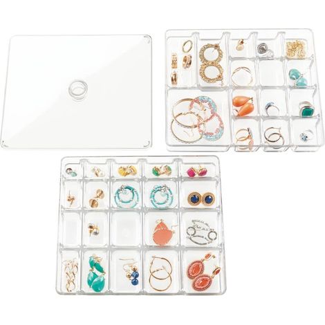 Organiseur de maquillage - Boîte de rangement avec 2 tiroirs et espace de rangement pour vernis à ongles, rouge à lèvres, bijoux - Rangement en plastique (1/5)