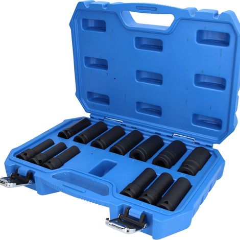 BRILLIANT TOOLS 1/2" juego de llaves de vaso de impacto hexagonales 13 piezas largas 10 - 24 mm - BT022625 (1/5)