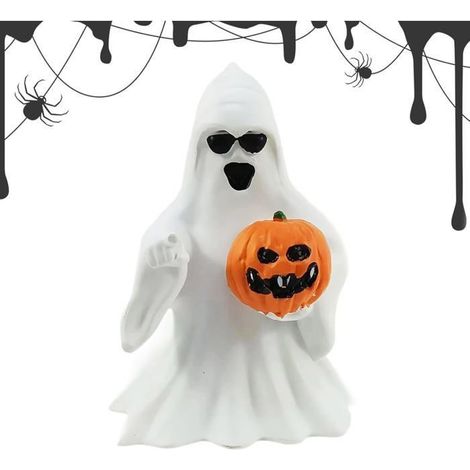Figurine citrouille fantôme en résine - WINLLINEE - Décoration Halloween - Intérieur ou extérieur abrité