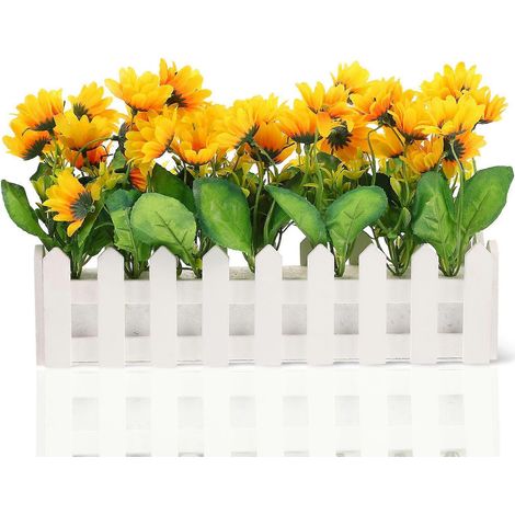Plante artificielle avec pot et clôture, aménagement d'angle de salle de classe, faux tournesol (1/3)