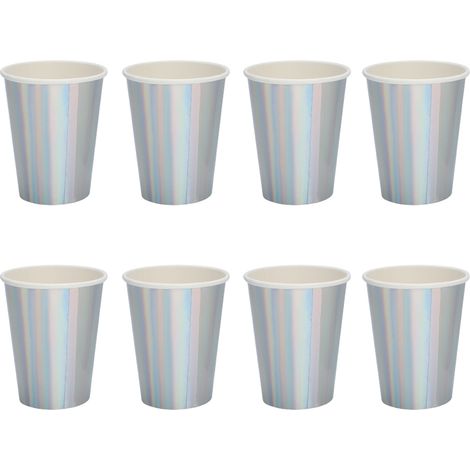 8 pièces Assiette jetable, Gobelet jetable, Assiette ronde, Assiette hexagonale, Gobelet en papier 9 oz, pour mariage, anniversaire (1/5)