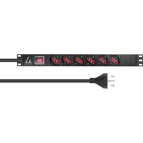 Lanview 1U 19"" 6 puertos tipo F/J, con interruptor, cable de alimentación de 2 m con conector J, LVR-2MIT-SW-IT6