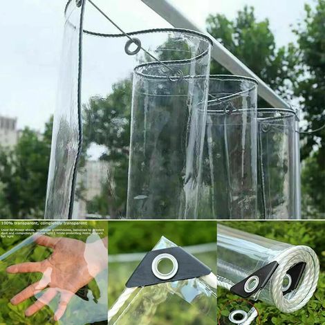 Bâche de protection imperméable en PVC transparent, 1,2 m x 1,5 m, pour plantes et mobilier de jardin. Résistante au froid, à la pluie et au gel. (1/5)