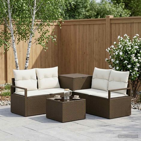 vidaXL Set di divani 6 pz Marrone e Bianco Crema 55 x 55 x 37 cm (1/5)