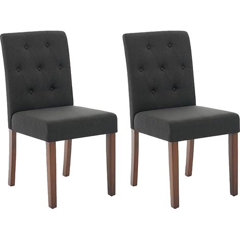 Sillas de comedor, tapizadas en lino, con respaldo alto, color negro. (1/2)