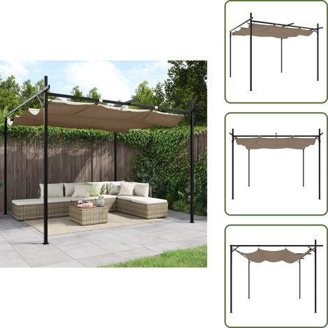 The Living Store Pergola avec toit rétractable taupe 295x292x230 cm - Abri extérieur (1/5)