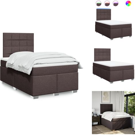 Sommier à lattes de lit et matelas marron foncé 120x190cm tissu - Sommier À Lattes De Lit - Sommiers À Lattes De Lit - Lit - Meuble De Chambre À Coucher (1/5)