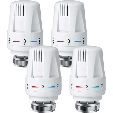 Tête de robinet thermostatique de radiateur en 4 parties, tête de robinet thermostatique de radiateur, robinet thermostatique de radiateur, tête thermostatique M30 x 1,5 (1/4)